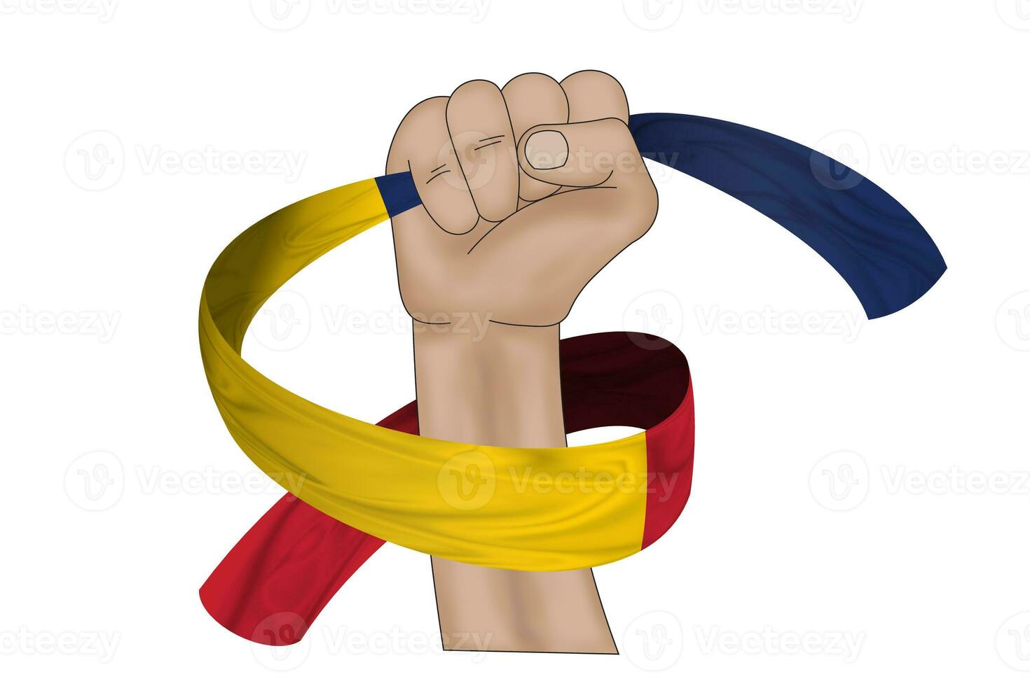 3D Flag on ribbon in hand photo