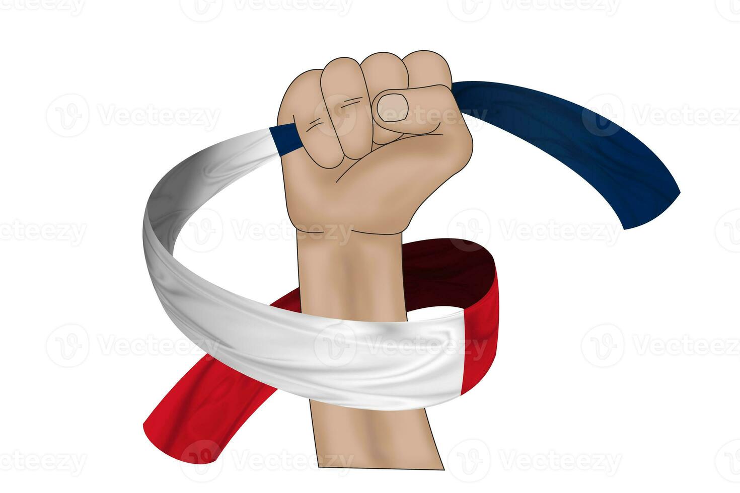 3D Flag on ribbon in hand photo