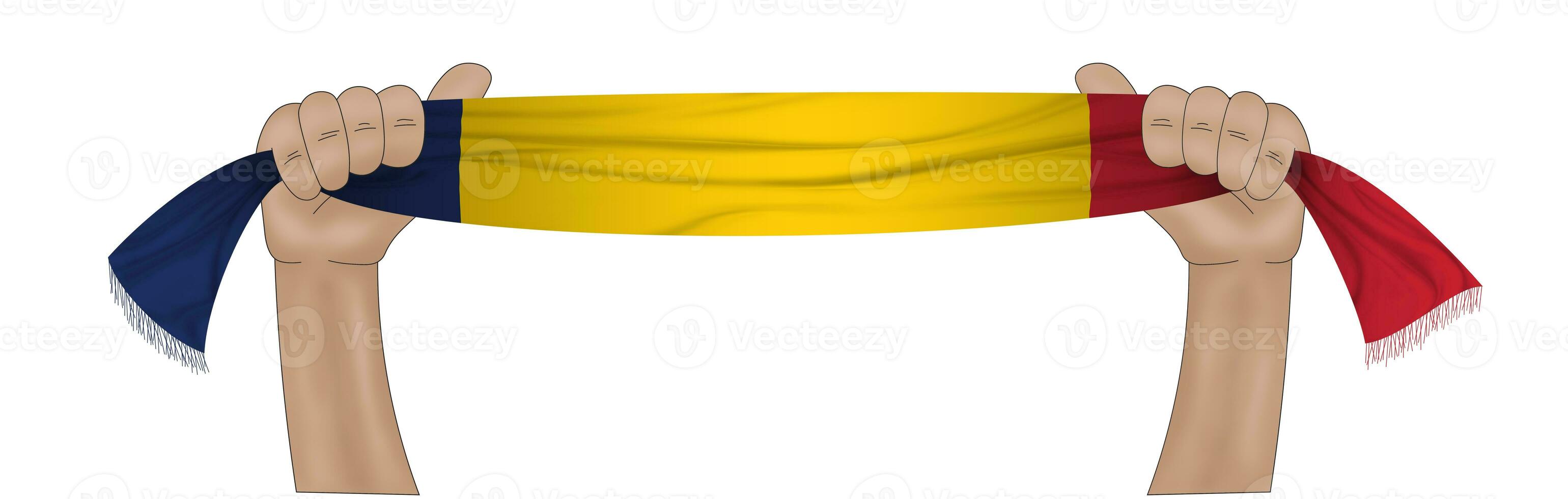 3D Flag on ribbon in hand photo