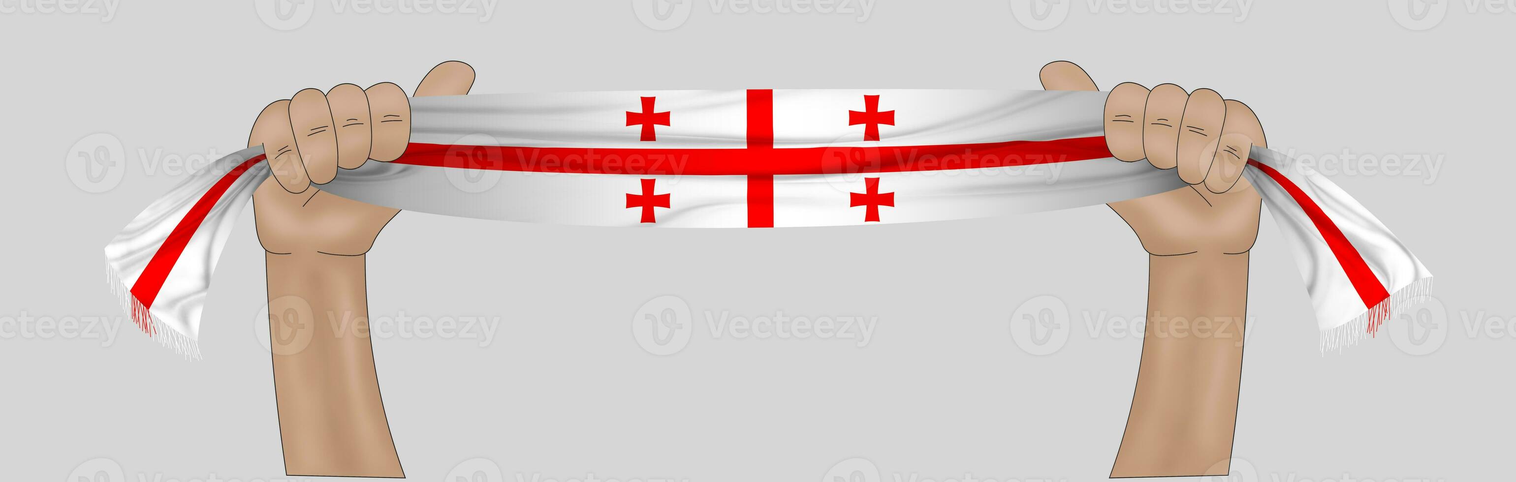 3D Flag on ribbon in hand photo