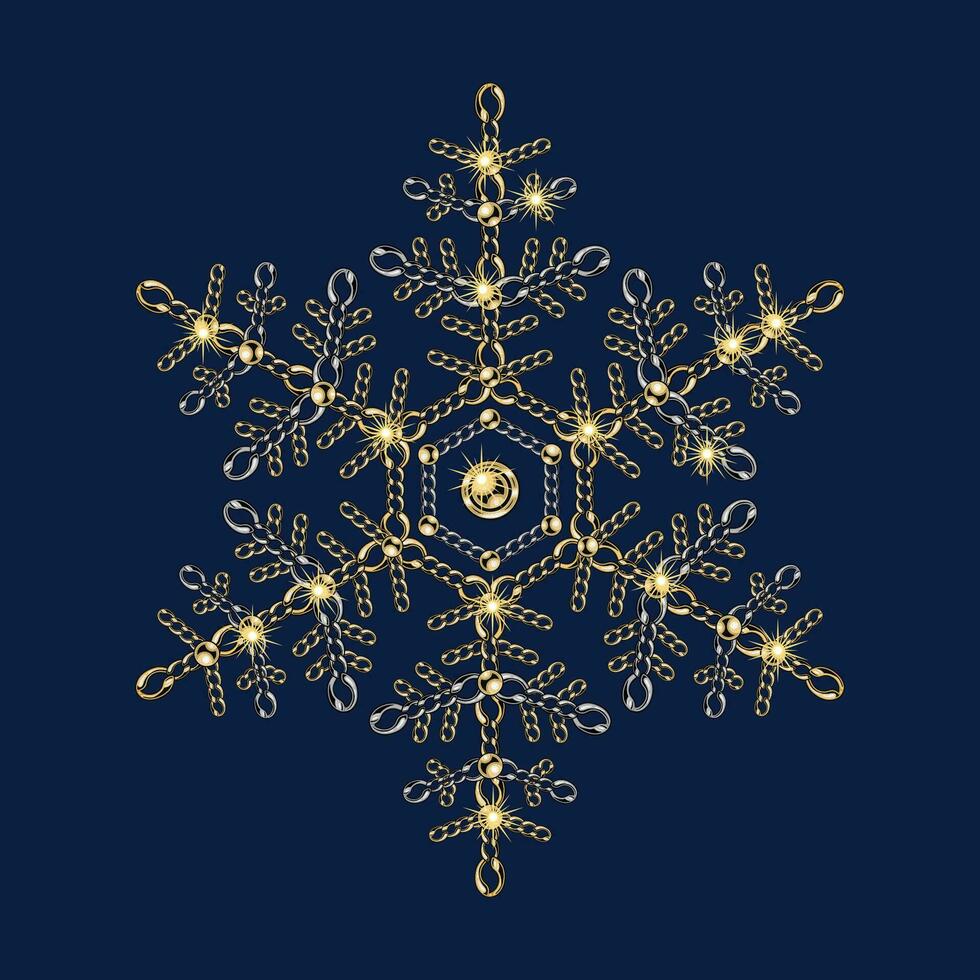 lujo copo de nieve hecho de joyería oro cadenas vector