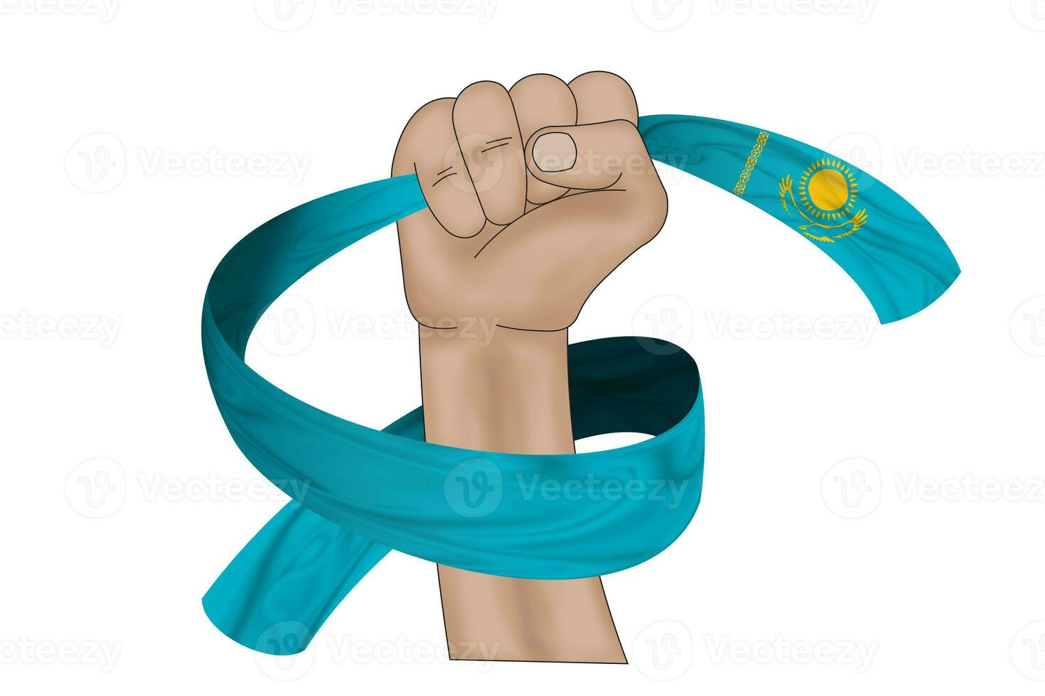 3D Flag on ribbon in hand photo