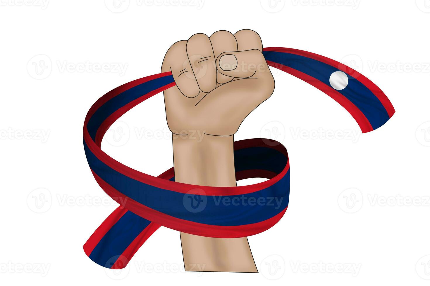 3D Flag on ribbon in hand photo