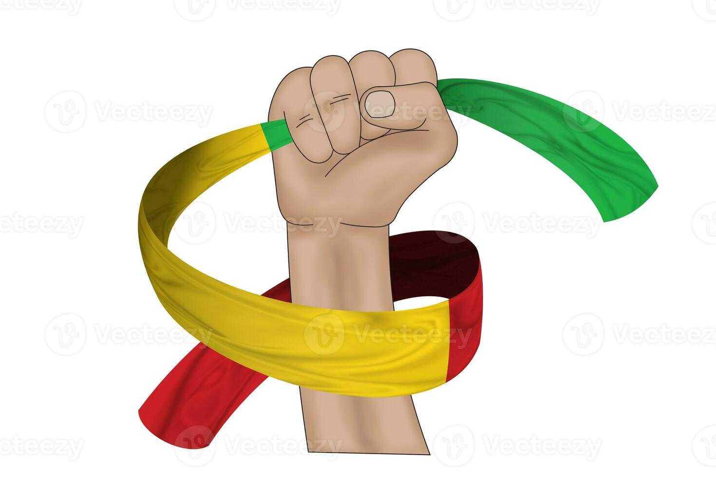 3D Flag on ribbon in hand photo