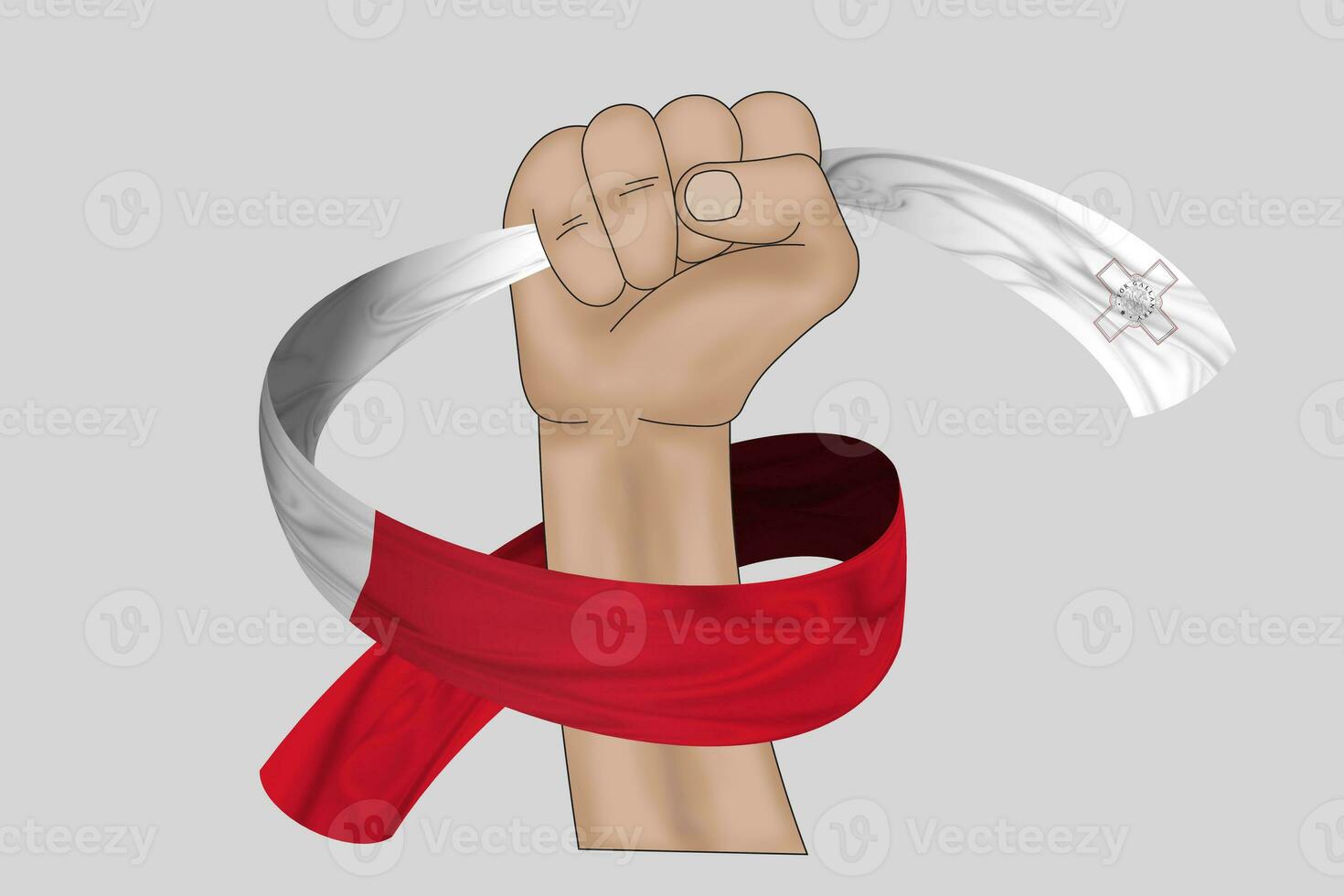 3D Flag on ribbon in hand photo