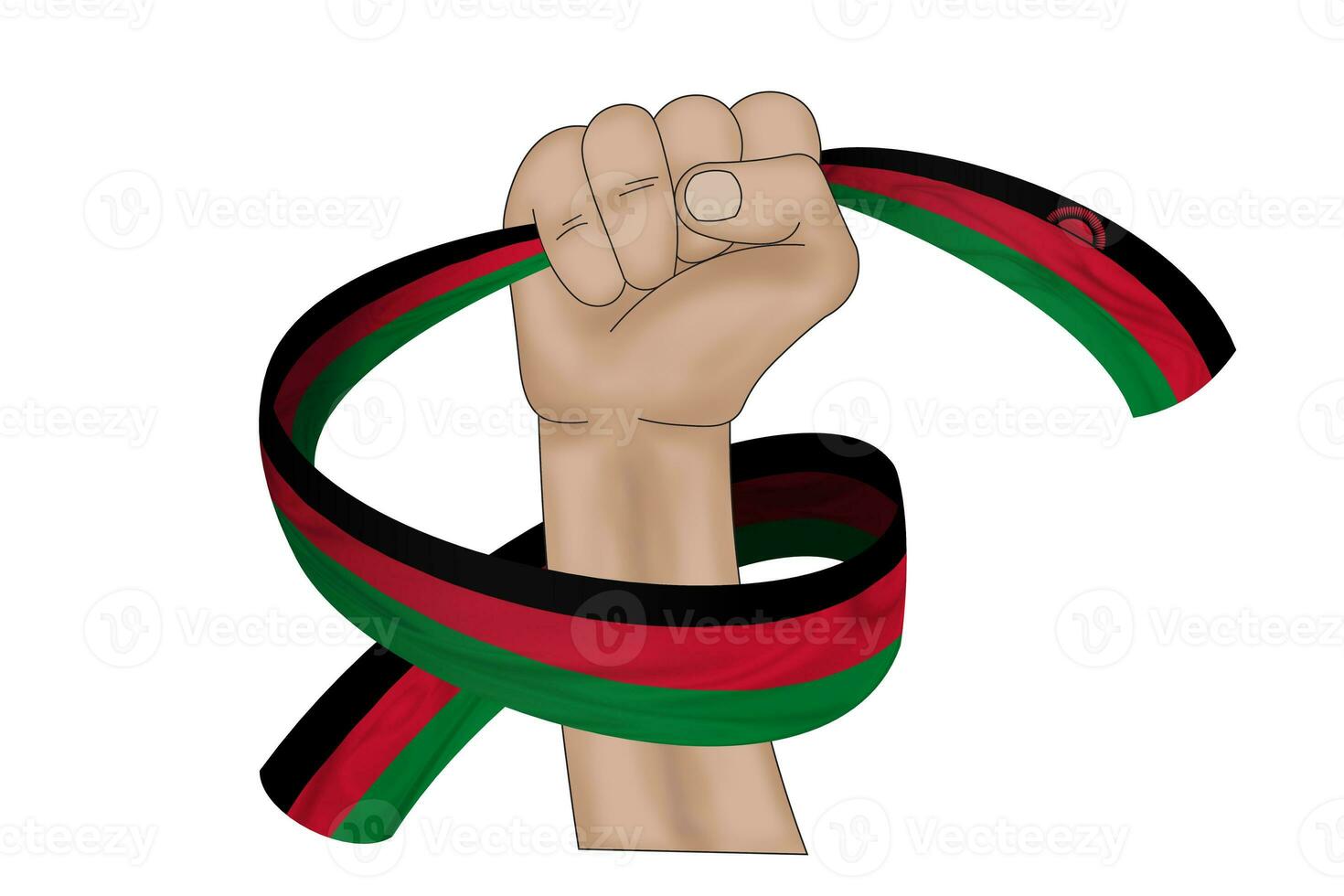 3D Flag on ribbon in hand photo