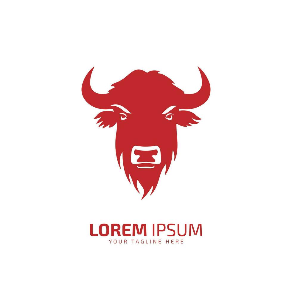 minimal and abstract logo of ox icon bull vector red bull silhouette isolated design art