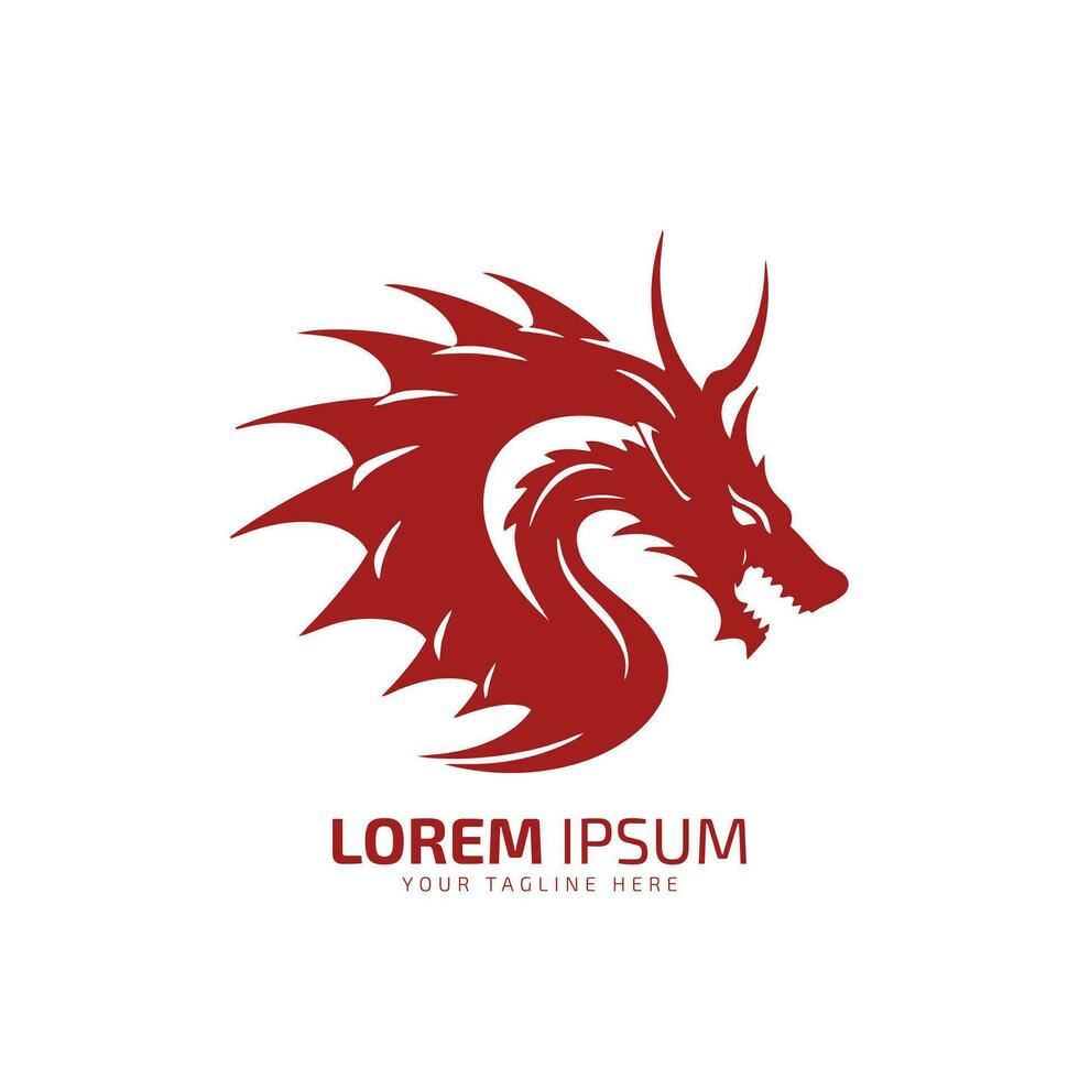 minimal and abstract logo of dragon icon vector silhouette isolated design art red