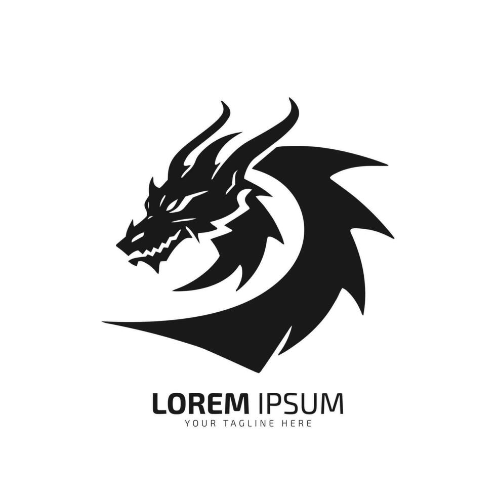 minimal and abstract logo of dragon icon silhouette isolated design art vector