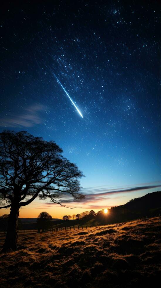 Comet streaking through the night sky photo