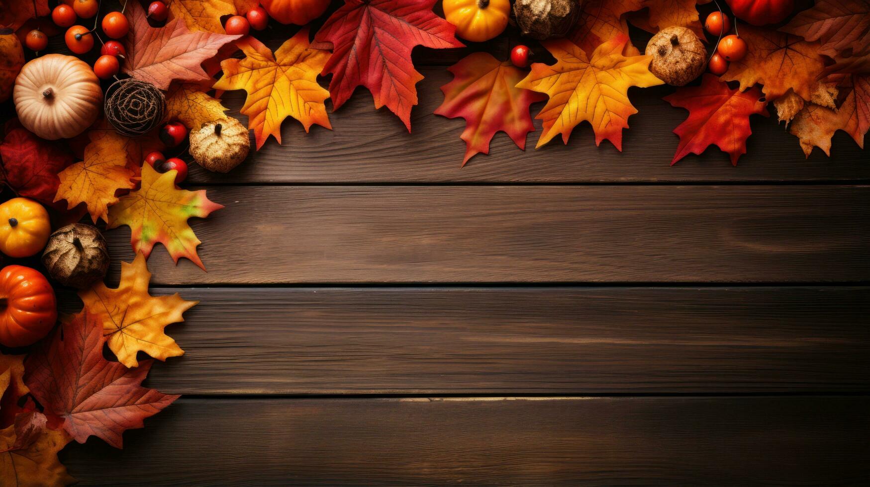 Autumn leaves arranged around Happy Thanksgiving sign photo