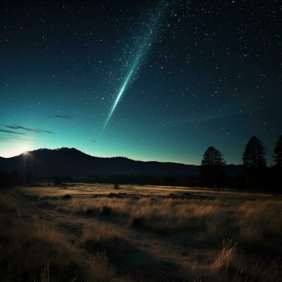 Comet streaking through the night sky photo