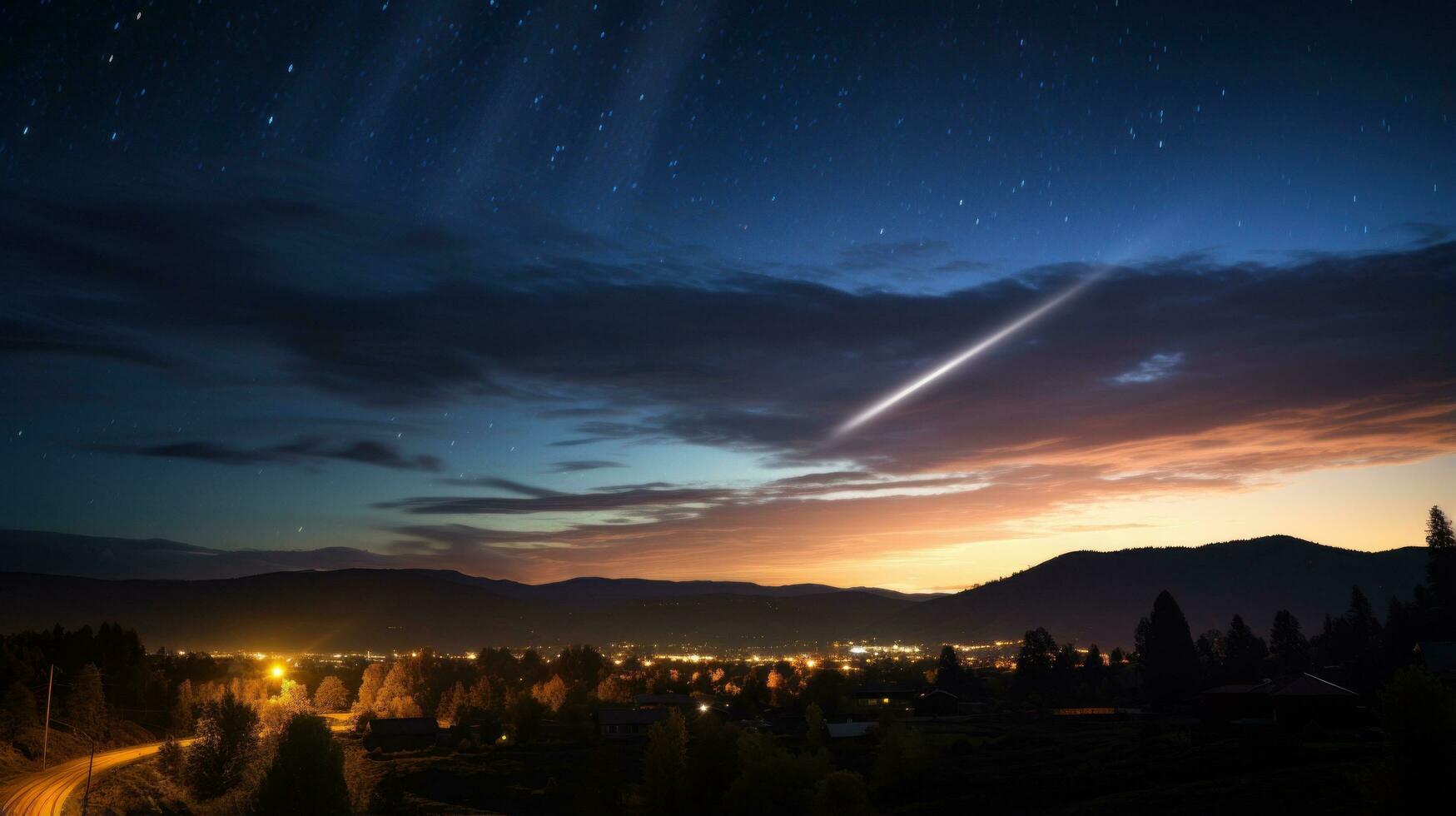 Comet streaking through the night sky photo