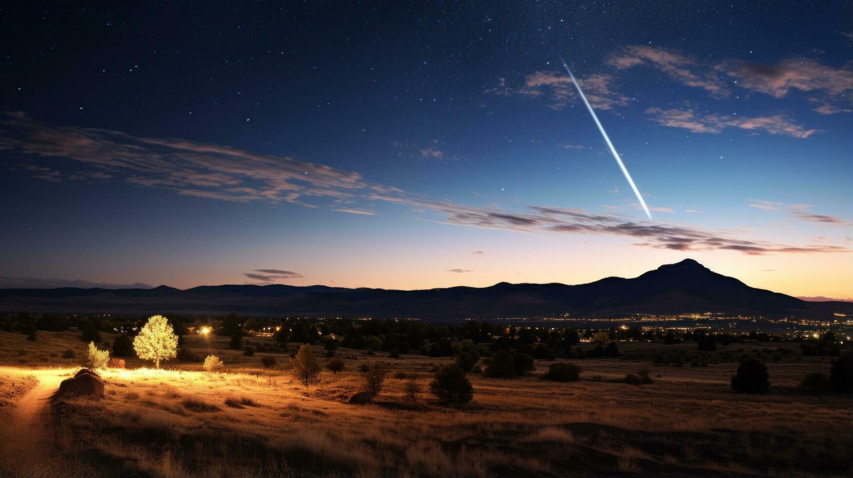 Comet streaking through the night sky photo