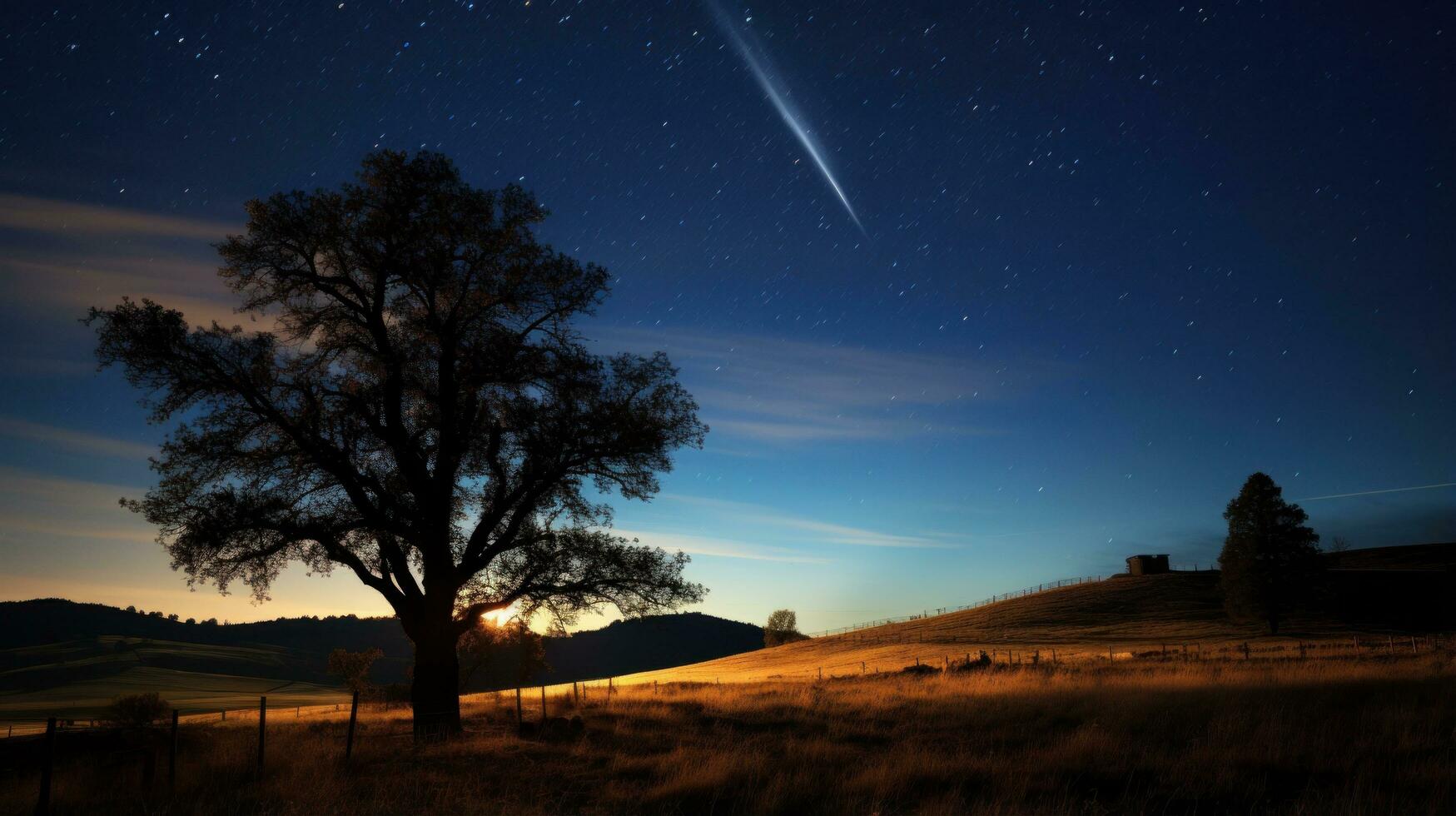 Comet streaking through the night sky photo