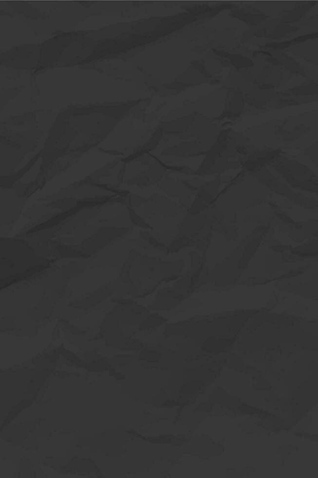 Black clean crumpled paper background. Vertical crumpled empty paper template for posters and banners. Vector illustration