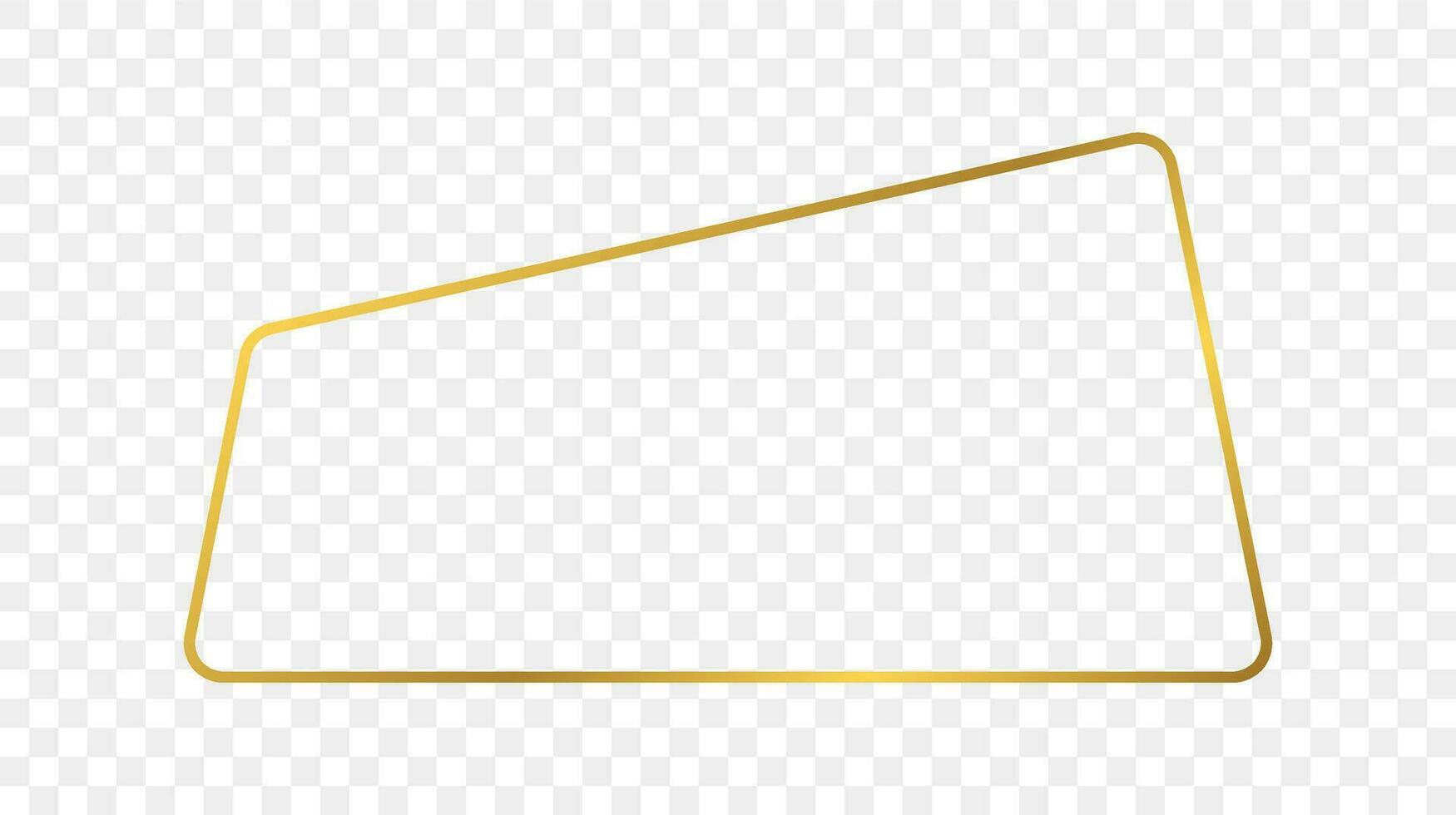 Gold glowing rounded trapezoid shape frame vector