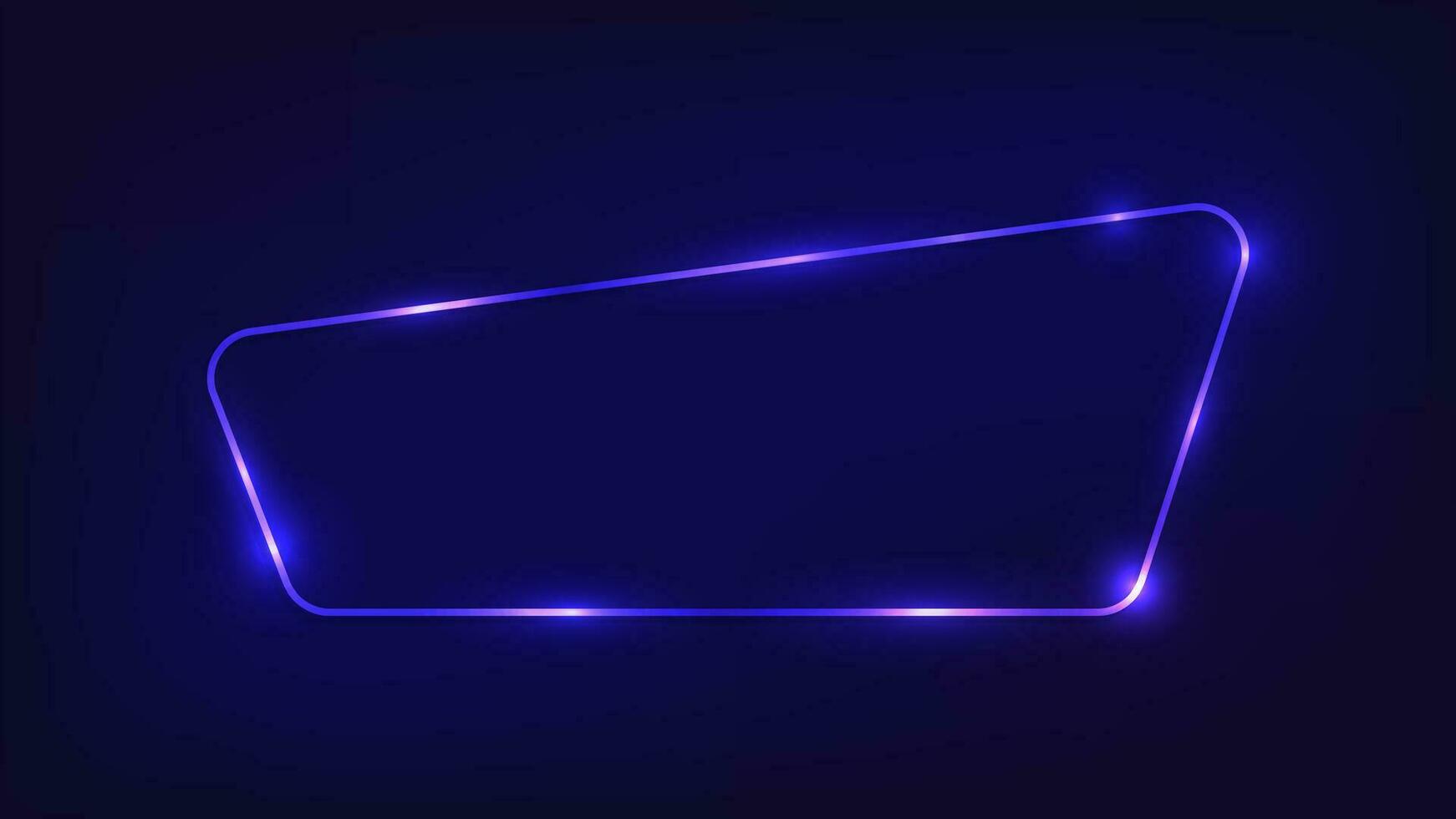 Neon rounded frame with shining effects on dark background. Empty glowing techno backdrop. Vector illustration.