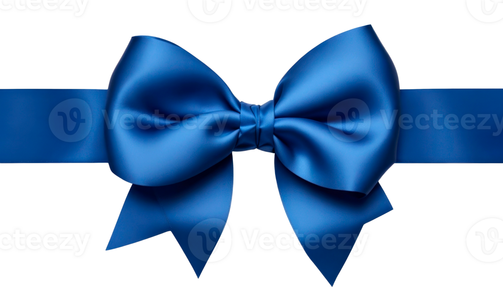 Blue ribbon and bow isolated on transparent background. Generative AI