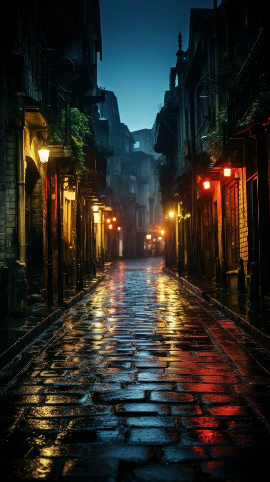 Moody, atmospheric alleyways and backstreets at night photo