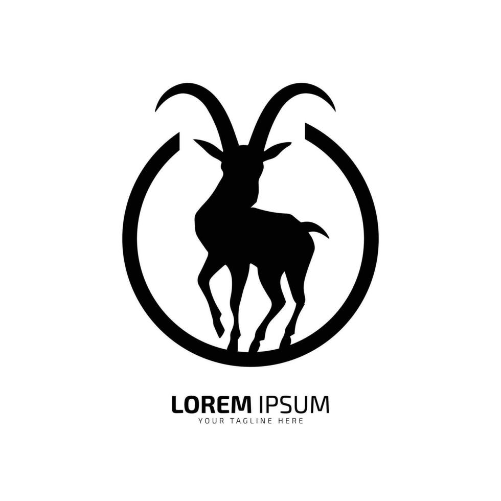 minimal and abstract goat logo icon silhouette vector in circle