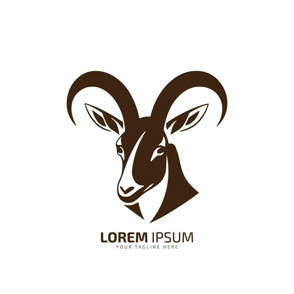 minimal and abstract goat head logo icon silhouette vector