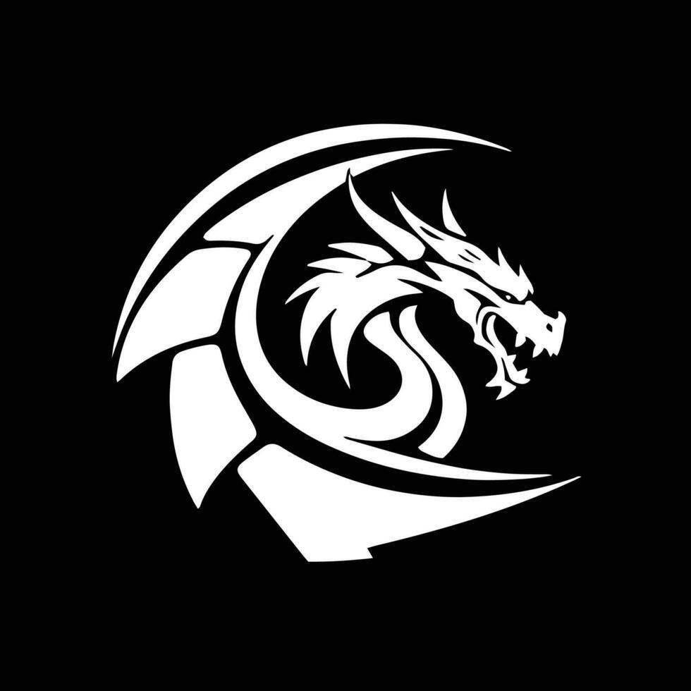 minimal and abstract dragon logo icon silhouette vector on dark background