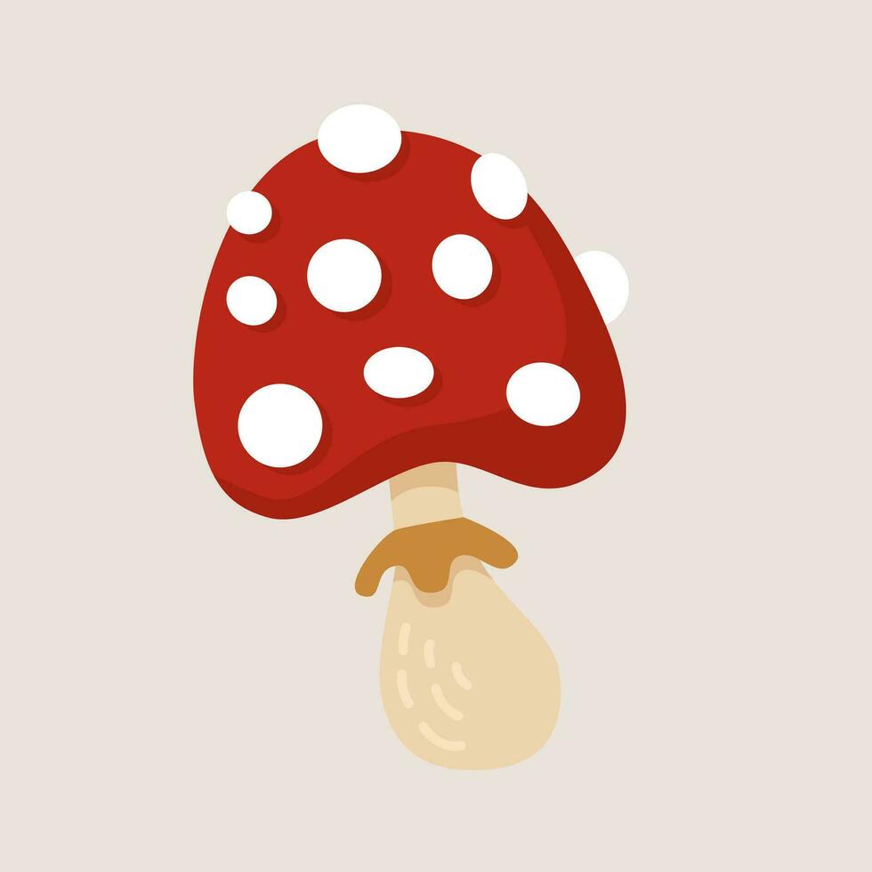 Fly agaric illustration In a cartoon flat style. Vector illustration