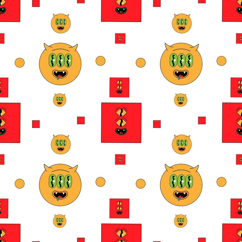 Geometric seamless psychedelic groovy pattern. different shapes. vector