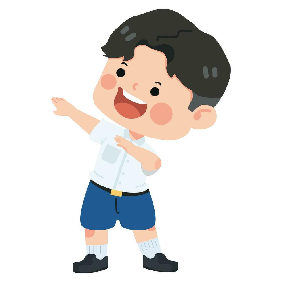 Cute boy student Dabbing Dance cartoon vector