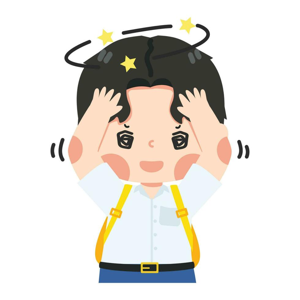 Kid boy student Thinking for solution vector