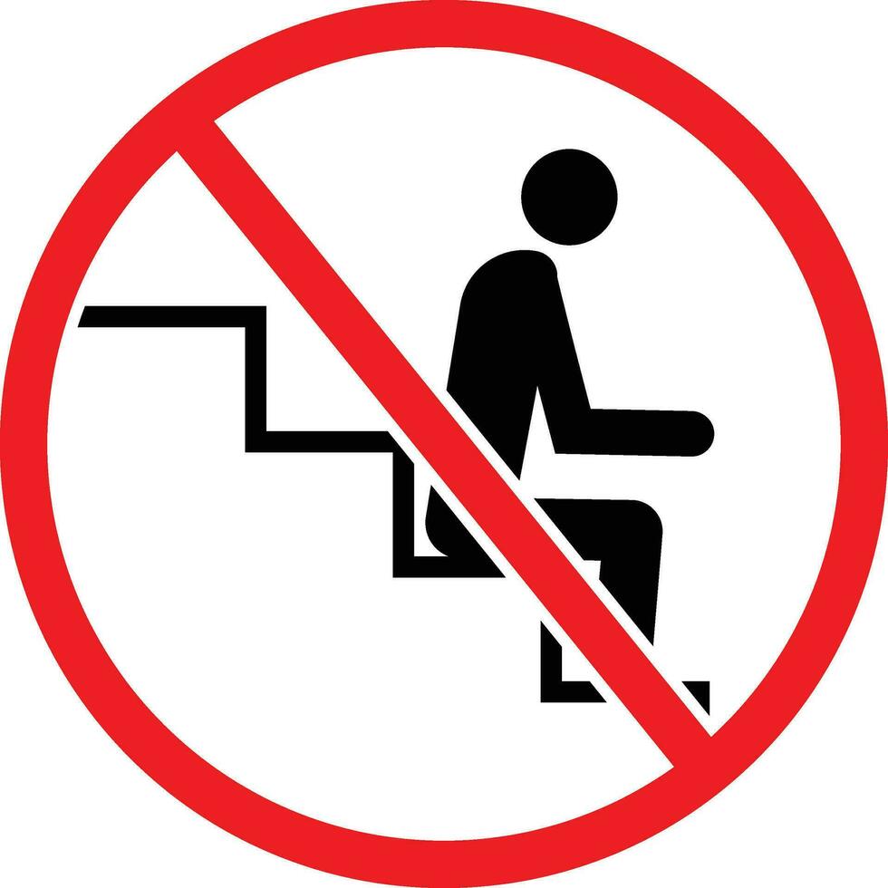 Do Not Sit on Staircase Icon Sign vector