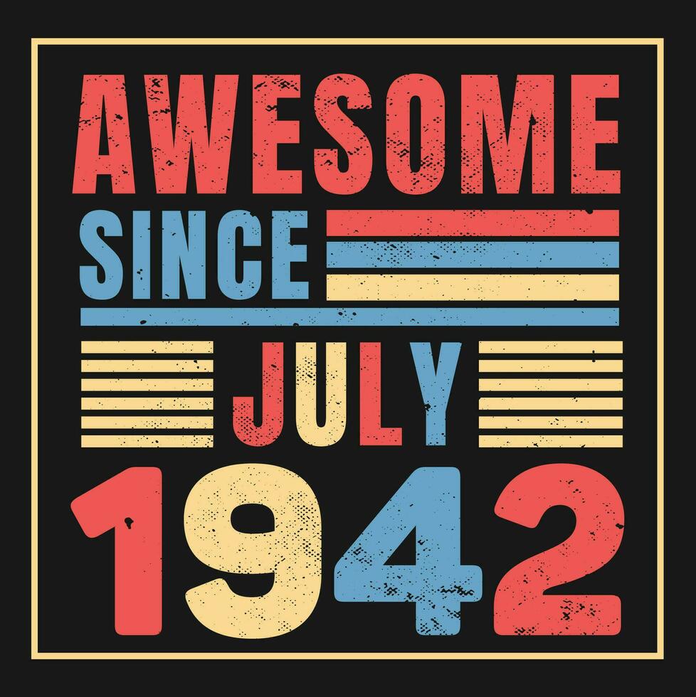 Awesome Since 1942,  Vintage Retro Birthday Vector, Birthday gifts for women or men, Vintage birthday shirts for wives or husbands, anniversary T-shirts for sisters or brother vector