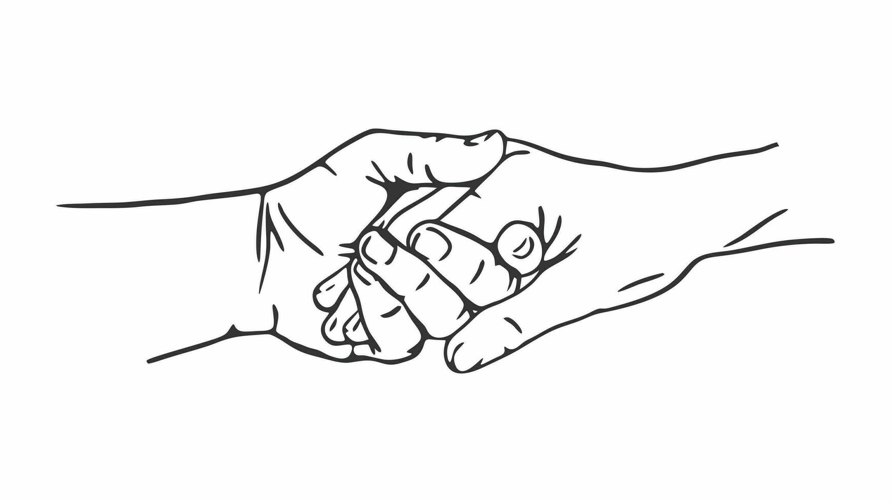 Elderly couple holding hands black and white illustration photo