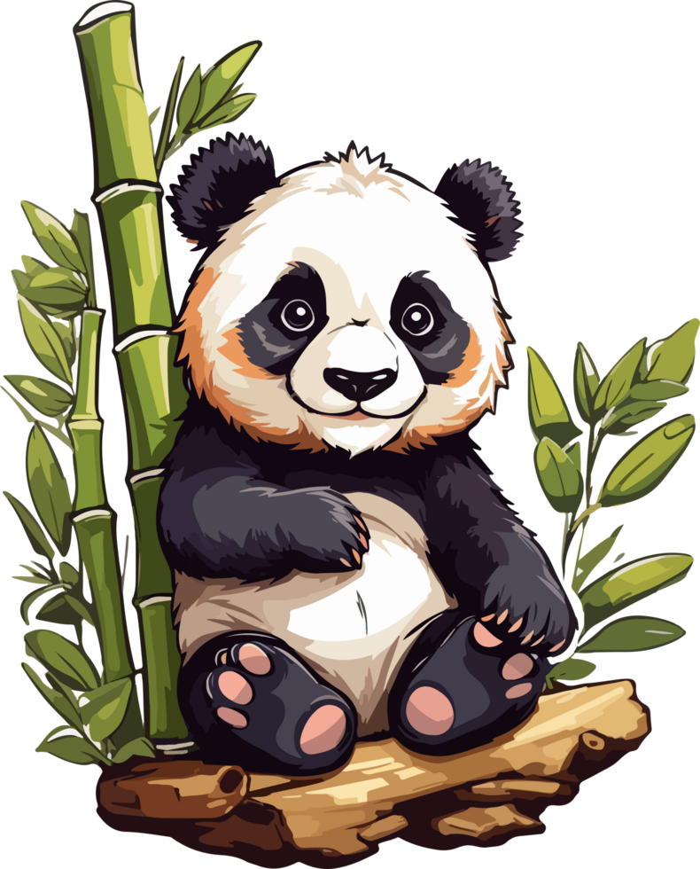 Panda with Bamboo Clipart AI Generative 29737153 PNG