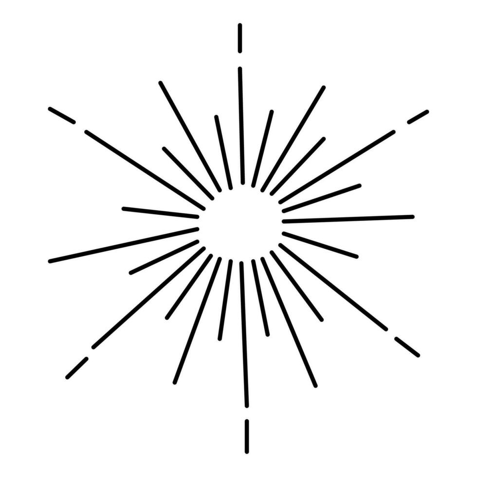 Doodle hand drawn element, sun rays isolated on white background. Cute minimalistic picture, star. vector