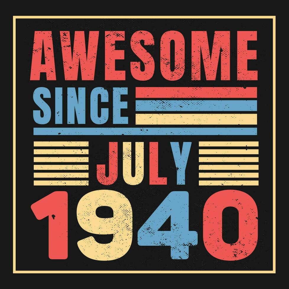 Awesome Since 1940,  Vintage Retro Birthday Vector, Birthday gifts for women or men, Vintage birthday shirts for wives or husbands, anniversary T-shirts for sisters or brother vector