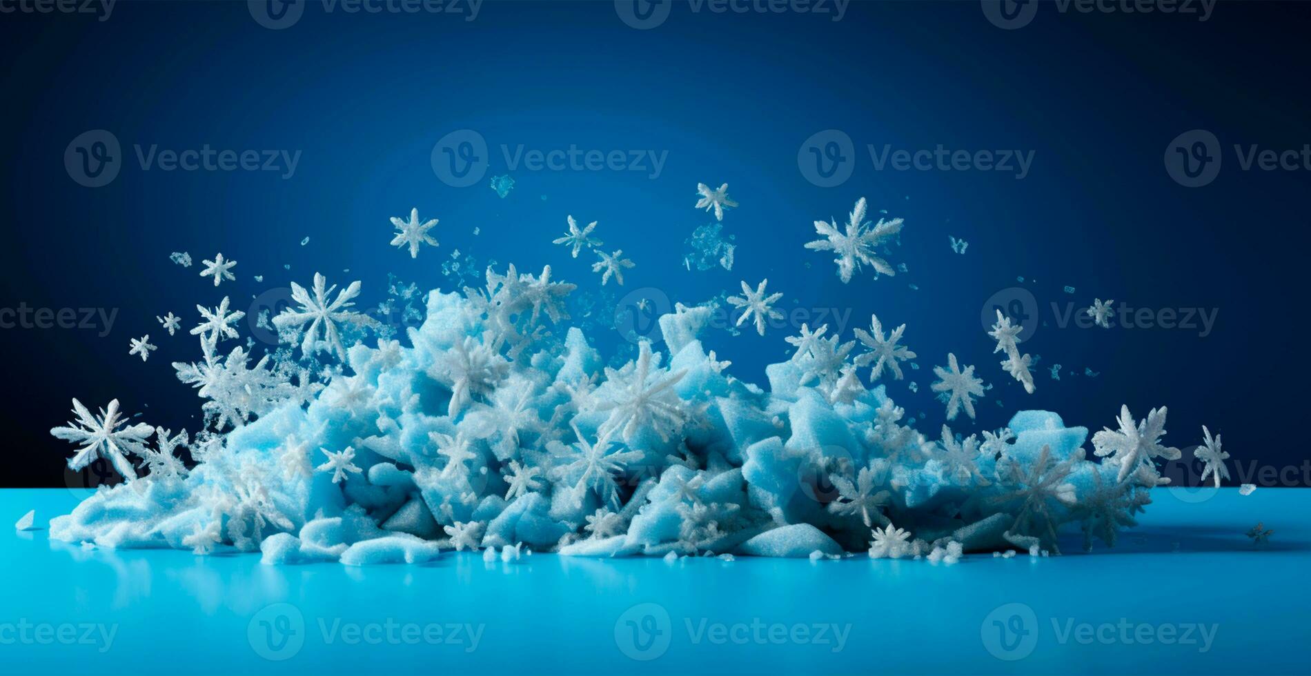 Snow in winter close-up. Macro Image of snowflakes, winter Christmas holiday background - AI generated image photo