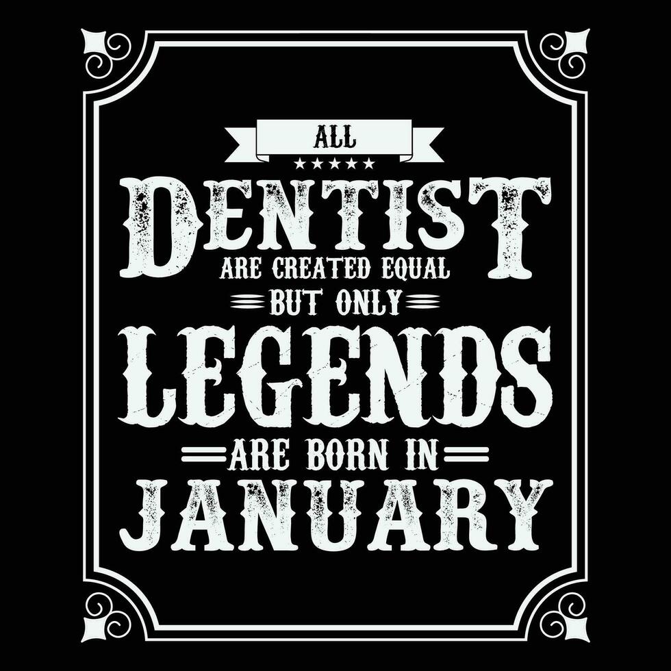 All Dentist are equal but only legends are born in June, Birthday gifts for women or men, Vintage birthday shirts for wives or husbands, anniversary T-shirts for sisters or brother vector
