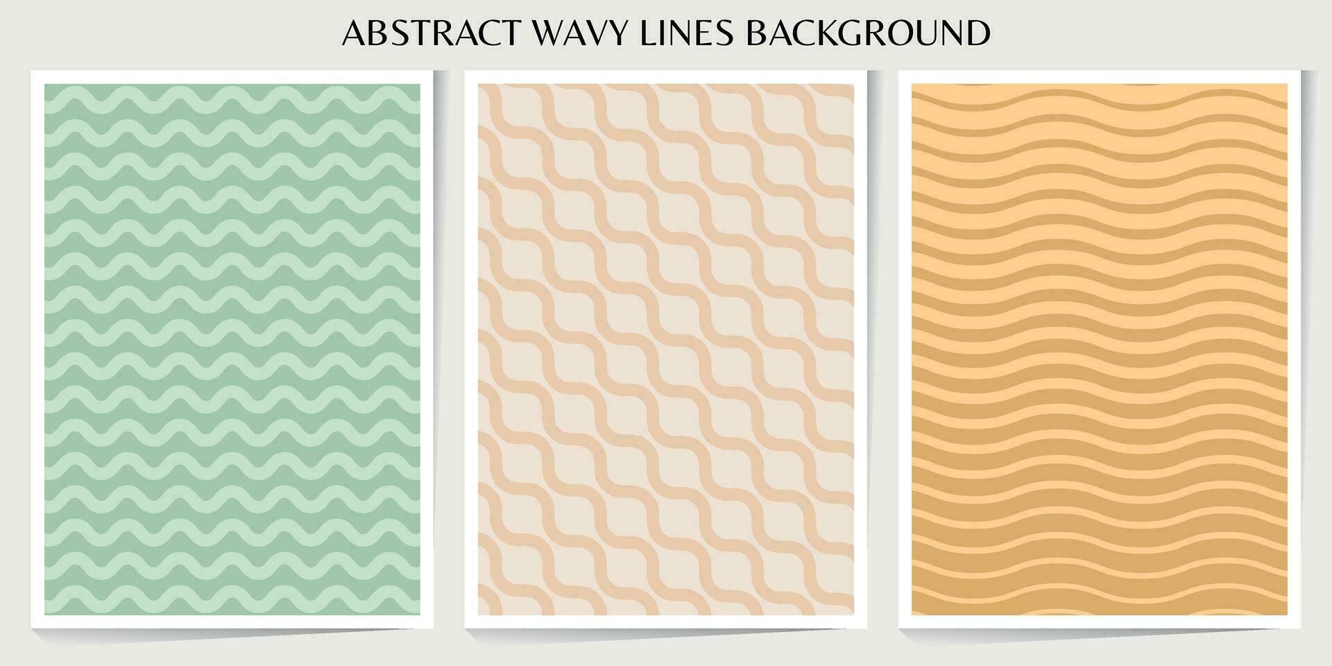 Set of abstract wavy lines seamless pattern. Sunburst, swirl, grunge, waves retro groovy color for vintage vibes poster. Flat vector background isolated.