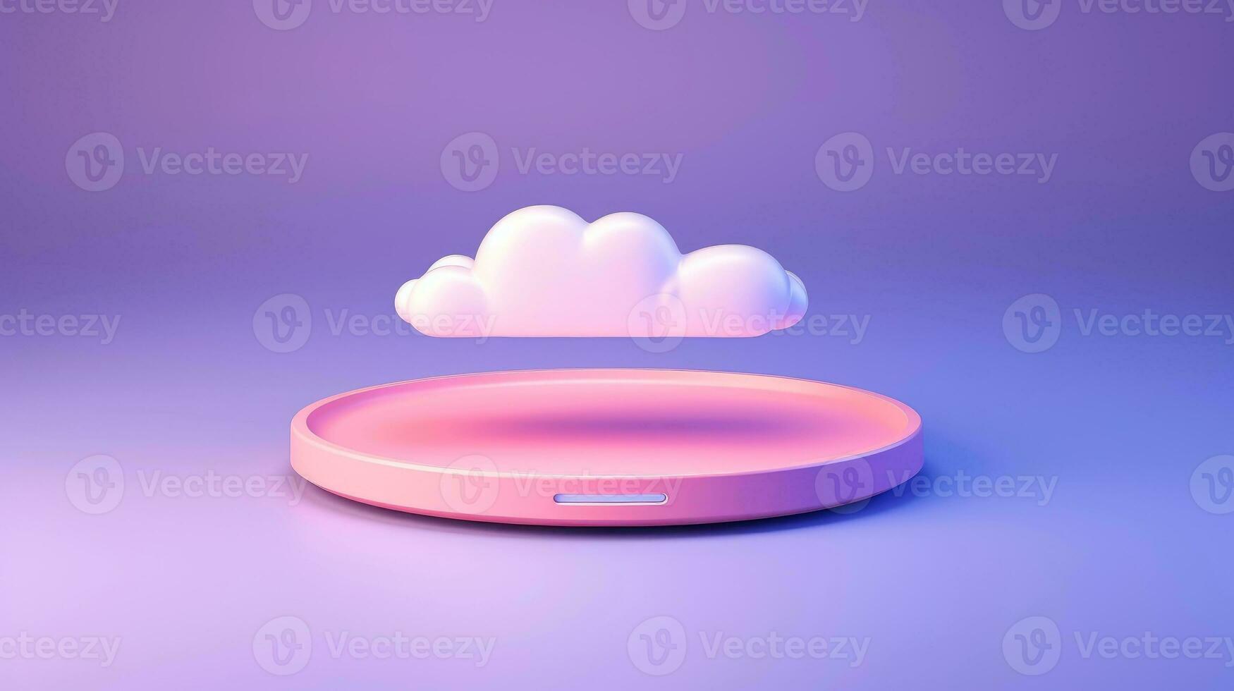 3D purple cloud icon minimal style, cloud computing online service, digital technology security concept, Generative AI illustration photo
