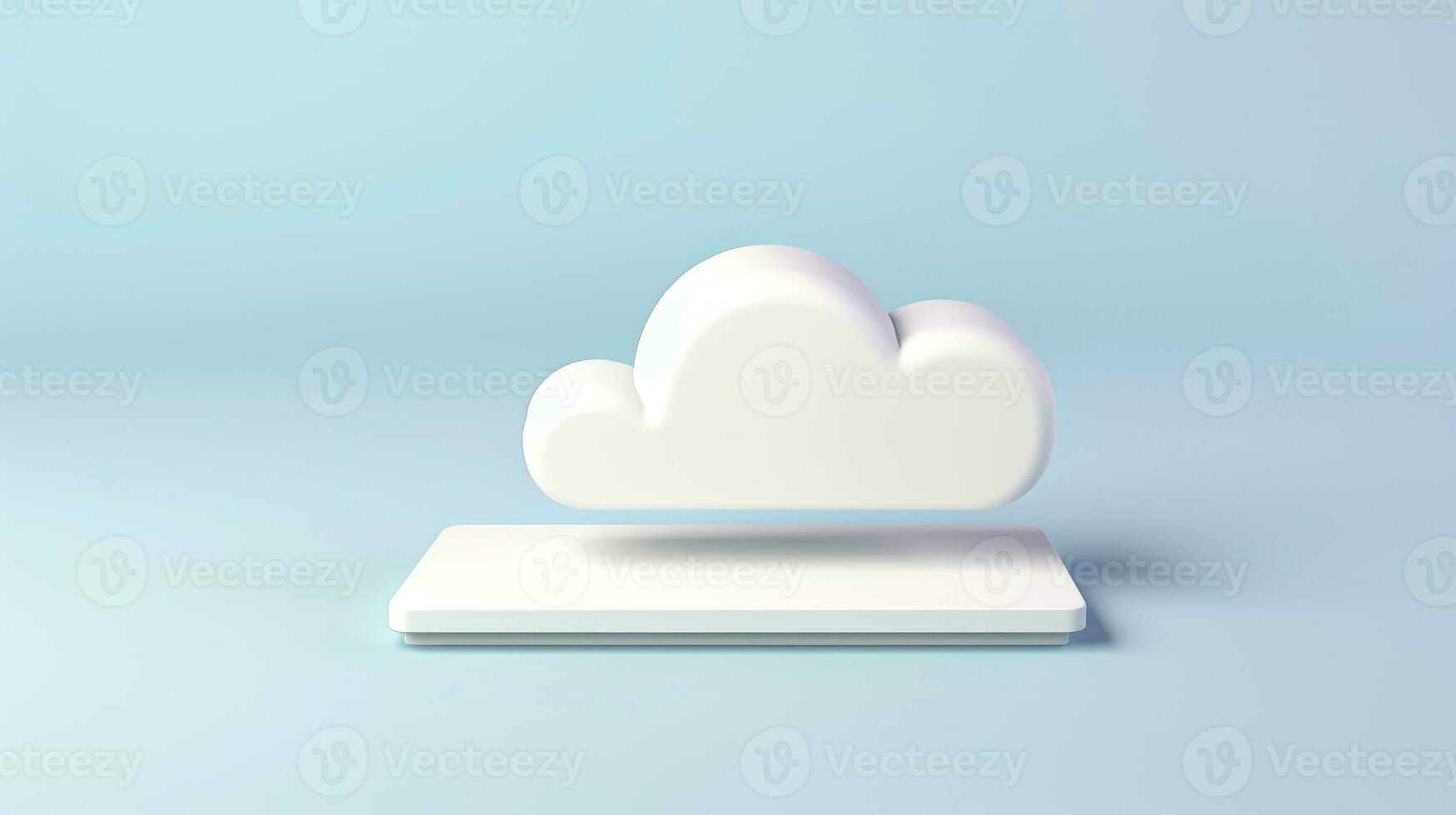 3D white cloud icon minimal style, cloud computing online service, digital technology security concept, Generative AI illustration photo