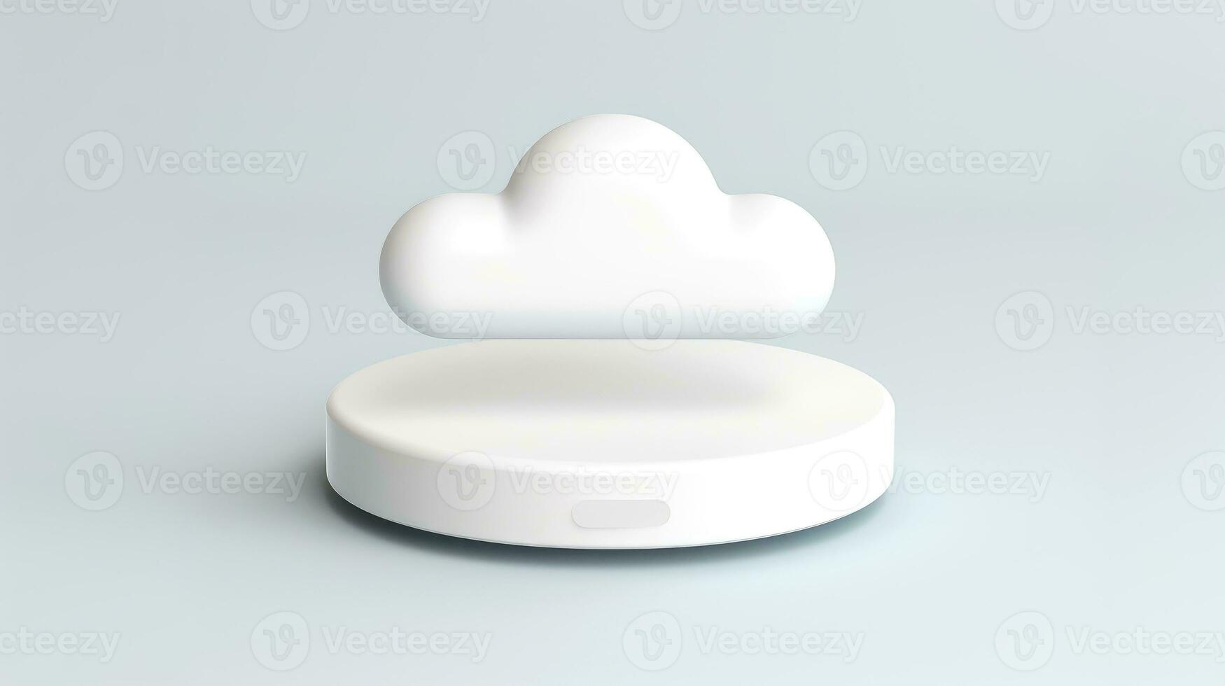 3D white cloud icon minimal style, cloud computing online service, digital technology security concept, Generative AI illustration photo