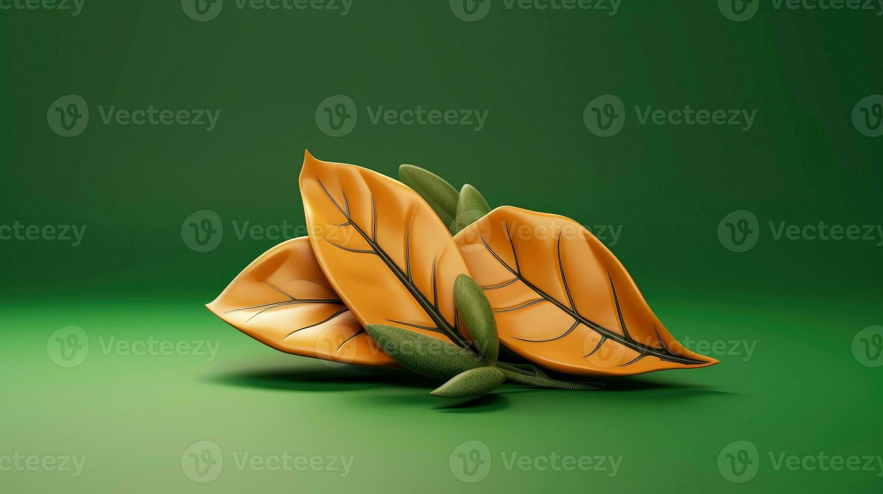 3d mockup leaf of tree and plant. Ecology, bio and natural products concept, Close up view of leaves composition, minimal style, Generative AI illustration photo