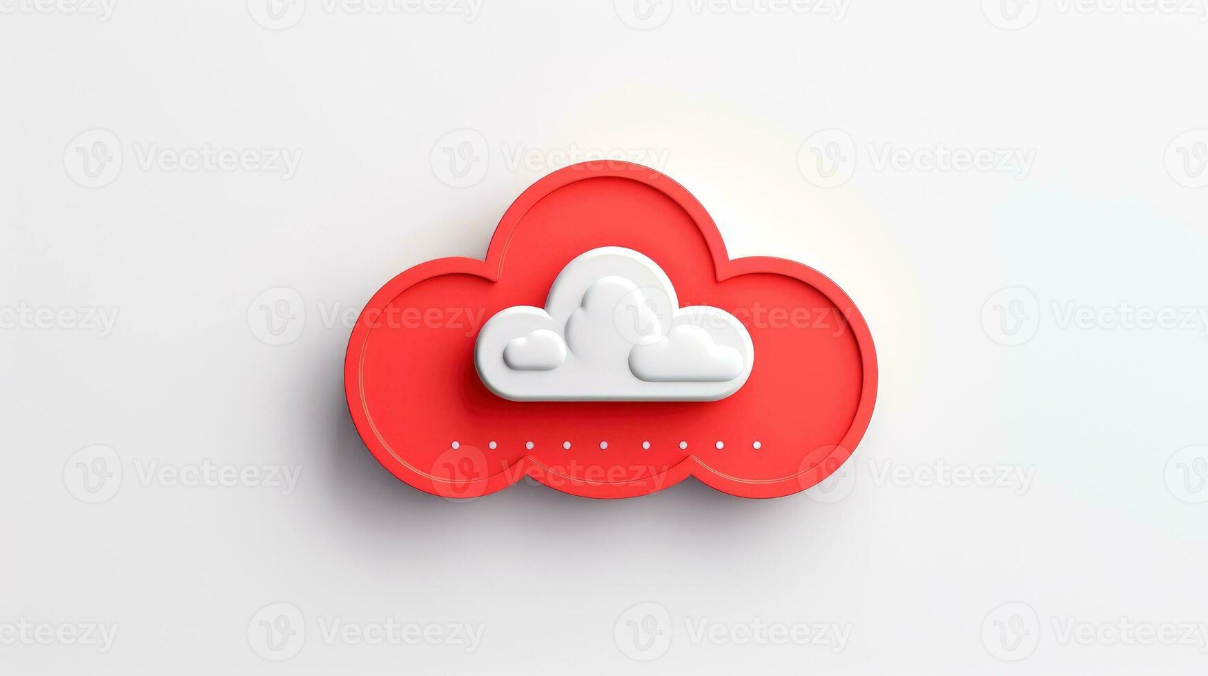 3D red white cloud icon minimal style, cloud computing online service, digital technology security concept, Generative AI illustration photo
