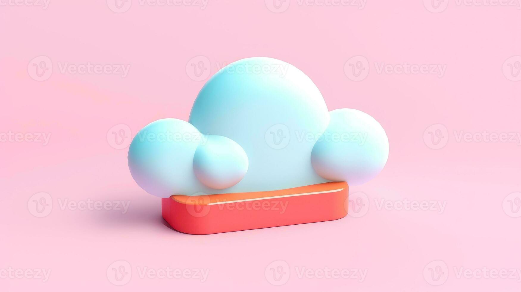 3D cloud icon minimal style, cloud computing online service, digital technology security concept, Generative AI illustration photo