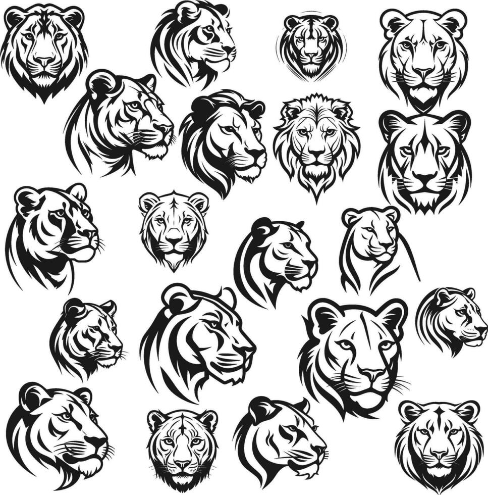 Tiger silhouette bundle vector