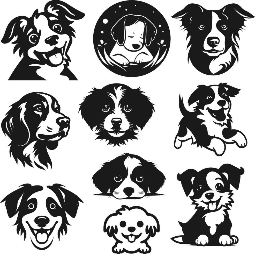 Dog breeds silhouette bundle vector