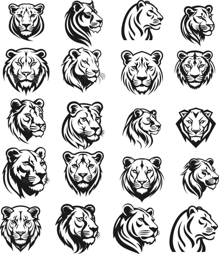 Tiger face silhouette bundle vector