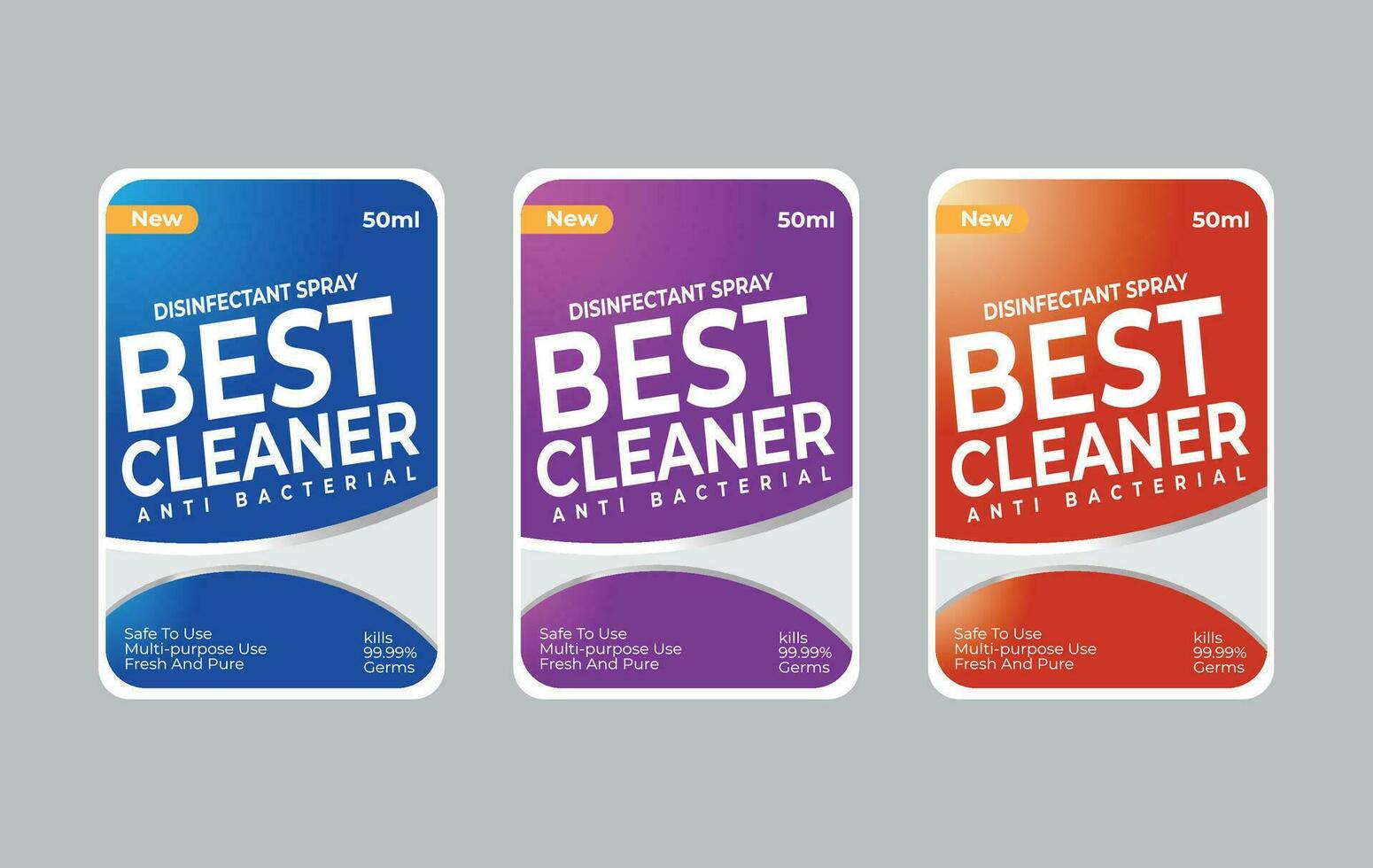 Virucidal and bactericidal cleaner labels Super cleaner and disinfectant labels set of two Detergent wash labels design set of two Power wash and cleaner label template design vector